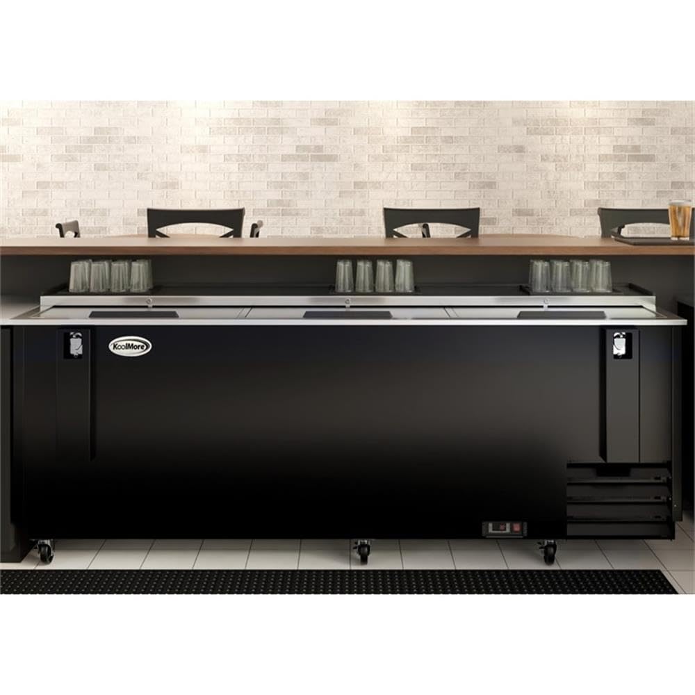Pemberly Row 95" Commercial Bottle Cooler, 29.7 Cu. Ft. Capacity, Black Finish, Built-In Opener, 3 Doors, 5 Shelves, Digital Temperature Control, Freestanding Refrigeration For Bars And Restaurants on Fridge.com - View 6