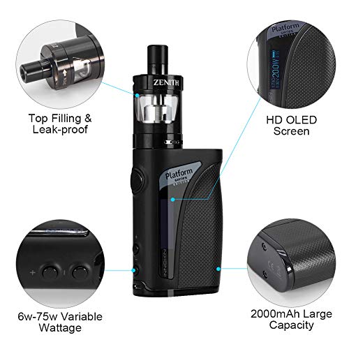 Innokin-iTaste-Kroma-A-Zenith-Kit-E-Cig-Box-Mod-VWTC-6-75W-Power-Atomizer-Refillable-Tank-Zenith-Coil-2000mAh-Battery-OLED-Screen-ULBRE-Cleaning-Cloth-Electronic-CigarettesVape-Pen-SetBlack