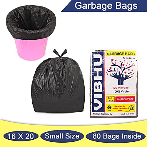 Image of VIBHU Plastic Dustbin Bag (Black) - Pack of 50 (Small)