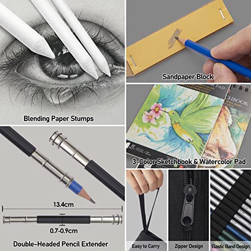 Pandafly P916-80 Pack Drawing Set Sketching Kit, Pro Art Supplies With 3-Color Sketchbook, Watercolor Pad, Colored, Graphite, Charcoal, Metallic Pencil, For Artist Adults Kids Beginner thumb #8