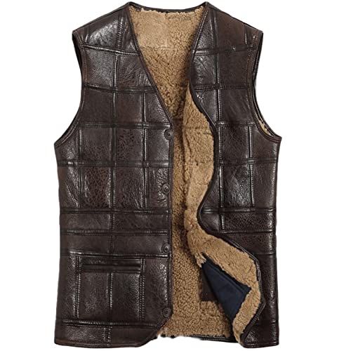 Gilet en cuir de mouton pour homme doublure polaire chaude