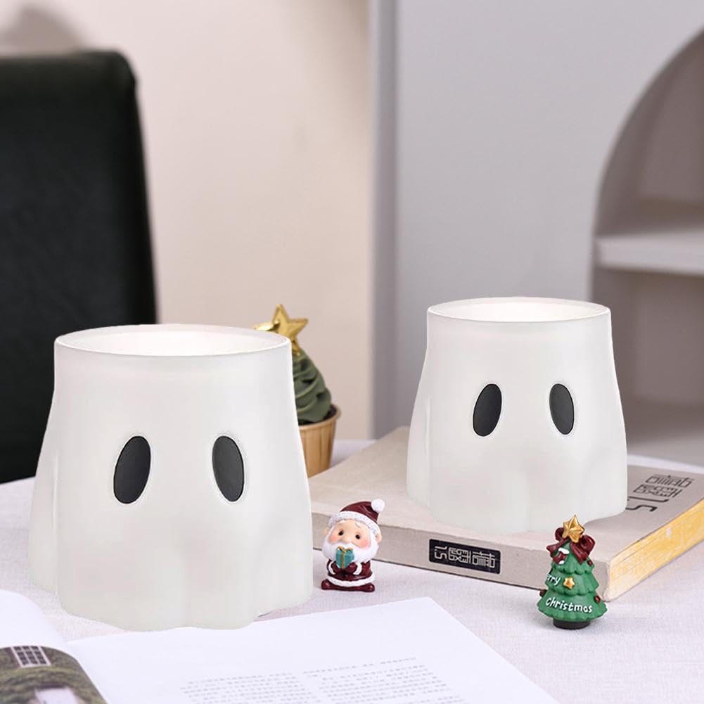 Seau Fantôme Décoratif Mignon - Pot De Fleurs Rigolo Ou Bol à Bonbons D'Halloween - En Résine Avec Poignée Métal - 3 Tailles (S, M, L) - 8