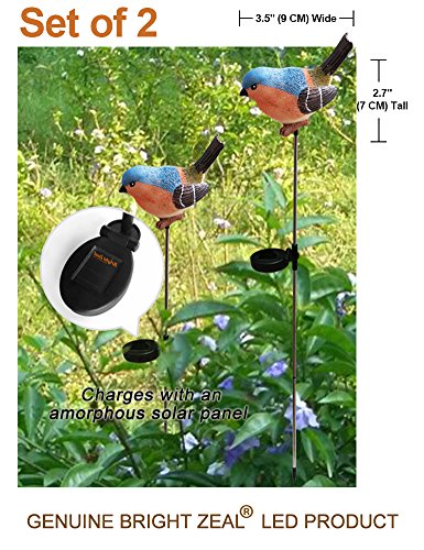 Bright Zeal 21211N Set Of 2 Led Solar Stake Lights Color Changing Bird Figurines - Outdoor Multi Color Solar Birds Yard Lights Waterproof Colorful Garden Decor thumb #5