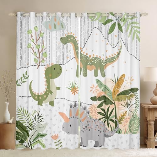 Feelyou Cute Dinosaur Window Curtains for Kids Living Room
