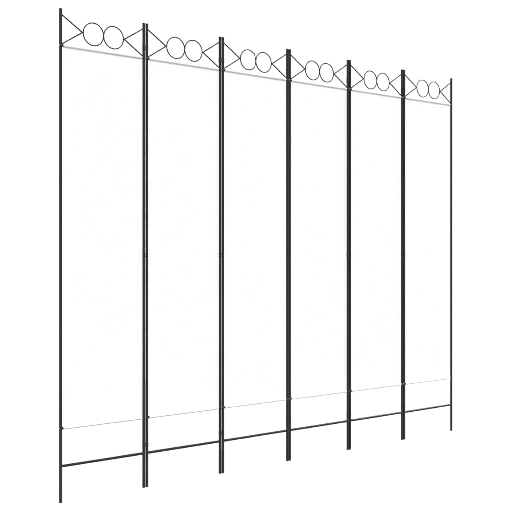 vidaXL Biombo Divisor de 6 Paneles Separador Decoración Habitación Dormitorio Oficina Pantalla Privacidad Pared Plegable de Tela Blanco
