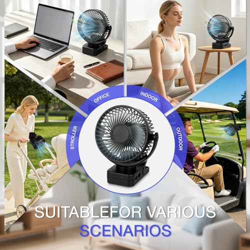 Ventilateur de camping rechargeable LED multifonction et sa pince robuste - 8