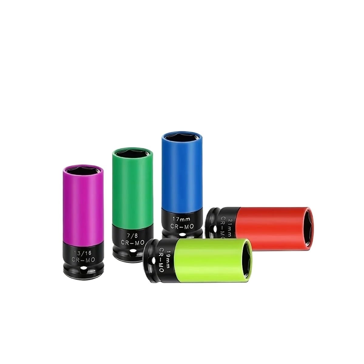Zestaw nasadek udarowych o cienkich ściankach z napędem 1/2 cala, 6-punktowe, metryczne nasadki zabezpieczające Zestaw przedłużek(5pcs)