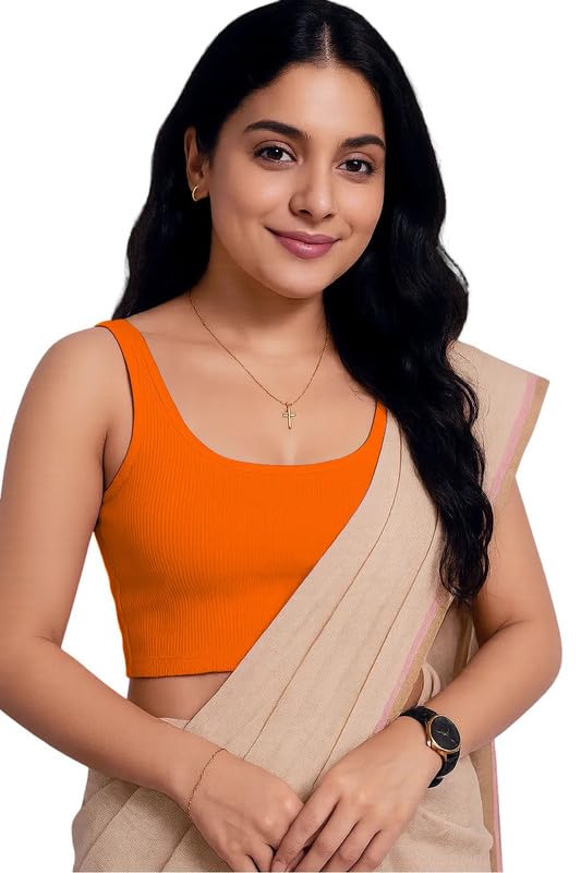 xolani Readymade Fitted Saree Blouse for Women Sleeveless Square Round U Neck Regular fit Stretchable Pullon Western Stylish Crop Top VX14-picture-6