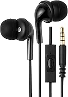 Amazon Basics Wired Earbuds with Mic: In-Ear Headphones, 3.5mm Jack, HD Sound, Secure Fit, S/M/L Tips, Black