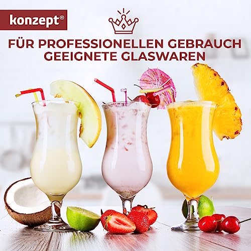 Foto von Konzept 11 - Cocktailgläser 6er Set 460ml - Transparente Eiskaffe Gläser, Milchshake Gläser & Longdrinkgläser - Ideal für Bier, Eisbecher & Coctails
