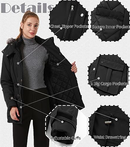 GGleaf Women's Quilted Winter Coat Warm Puffer Jacket Thicken Parka with Removable Hood4