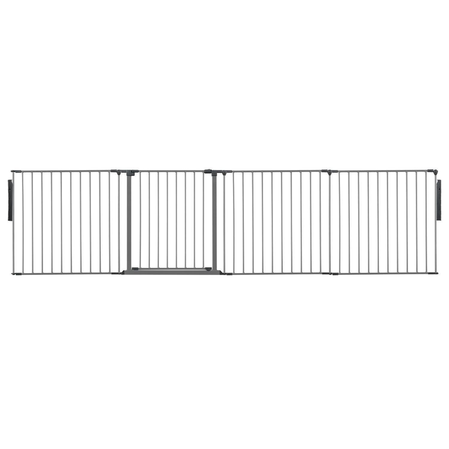 Safetots Premium Multi Panel Room Divider, up to 298cm Wide, Grey, 70cm Tall, Multi Panel Flexible Room Barrier, Room Divider with Door for Baby and Toddler, Easy Installation โ image 1