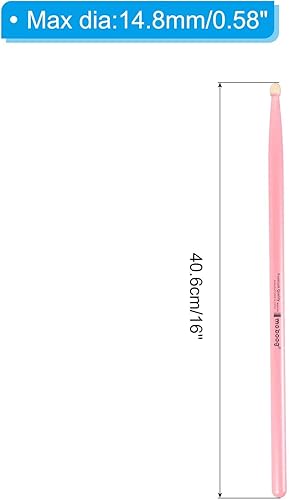 Miniatura 2 de PATIKIL Baquetas de madera de arce antideslizante 5A rosa 1 par para percusión de instrumentos musicales