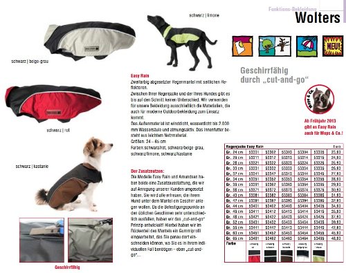 Wolters Regenjacke Easy Rain, Regenmantel für Hunde Schwarz / Schwarz