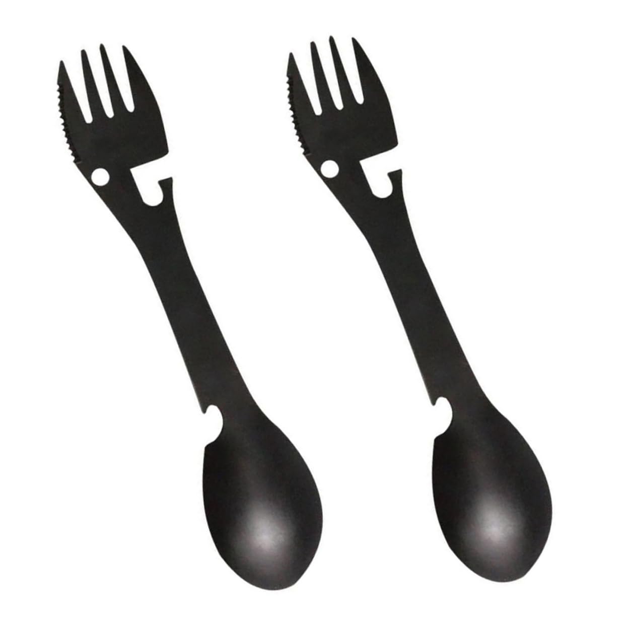 Milisten 2Pcs Multifunctional Cutlery Outdoor Tableware with Fork Spoon and Bottle Opener Durable for Camping Hiking and Picnics Compact