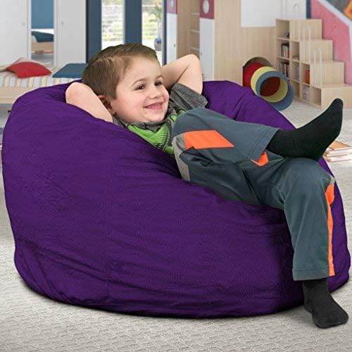 Miniatura 2 de ULTIMATE SACK Silla de puf para niños de 30 pulgadas, funda de gamuza púrpura  Tumbona de espuma extragrande, asiento pequeño para el suelo, sofá