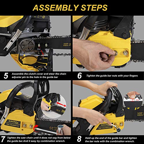 Gas Chainsaw 62CC 20 Inch Gas Powered Chainsaw Handheld Cordless with 2 Chain,2 Spark Plug and Chainsaw Bag for Cutting Wood Outdoor Home Farm Use