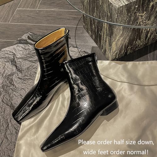 Beauty Cry Women's Booties Low Heel Square Toe Ankle Boots3