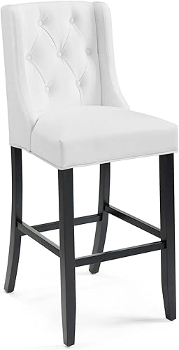 Miniatura 3 de Modway Baronet - Taburete de bar (piel sintética, 2 unidades), color blanco