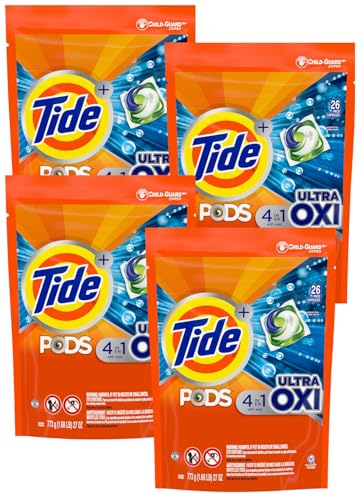 Image of Tide PODS Ultra Oxi 4-in-1 Laundry Detergent Pacs, 26 Count, Pack of 4