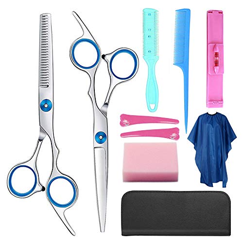 Preisvergleich Produktbild Gobesty Haarschere Set, Professionelle Haarschere Friseurschere Edelstahl Friseurscheren, Effilierschere, Kamm, Haarclips, Schwarzer Case für Kinder Frauen und Männer, Salon den Heimgebrauch