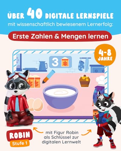 Edurino Figur Robin Zahlen & Mengen ab 4 Jahren - Stufe 1 inkl. App | Innovatives und digitales Lernspiel | Spielerisches Lernen von Zahlen 0-10 | Erstes Rechnen | Geometrische Formen