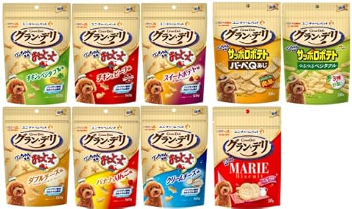 グランデリ 犬用 おやつ おっとっと サッポロポテト マリークッキー 9種セット (チキン＆ベジタブル味/チキン＆ビーフ味/クリームチーズ味/スイートポテト味/ダブルチーズ味/バナナ＆りんご味/バーべQあじ/つぶつぶベジタブル/ミルク味) ＆ハッピーライフ大阪支店オリジナルショップカードのサムネイル