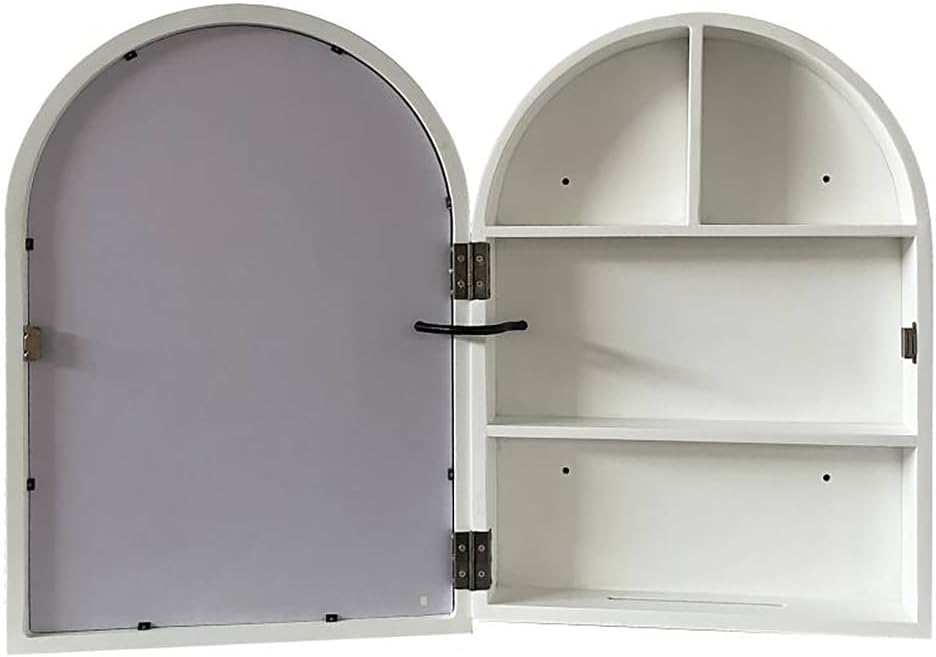 ZTGL LED Lighted Bathroom Medicine Mirror Cabinet, Dimmable Light, Wall Mounted Makeup Mirror, Single Door LED Bathroom Wall Cabinet with Shelves Toilet Storage Cabinet,White,60x80cm