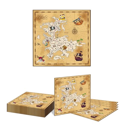 Kotkiddy 20 Serviettes décoratives thème Pirate pour Anniversaire, Motif trésor Marin pour...