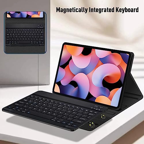 Image of HOM Tri Fold Wireless Bluetooth Keyboard with Detachable Tablet Case Cover for Xiaomi Mi Pad 6 11 inch Tablet - Black