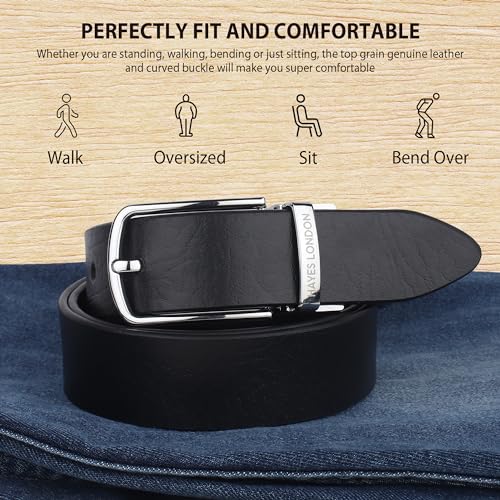 Image of HAYES LONDON Belts for Men Leather Original - Belt for Men Formal with Classic Design, Durable and Italian Reversible Men Belts for All Occasions