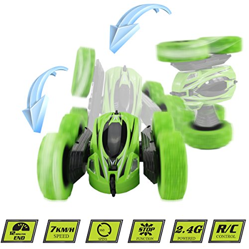 Fisca Rc Car Remote Control Stunt Car, 4Wd Monster Truck Double Sided Rotating Tumbling - 2.4Ghz High Speed Rock Crawler Vehicle With Headlights For Kids Age 4, 5, 6, 7, 8, 9 - 12 Year Old #TOP1