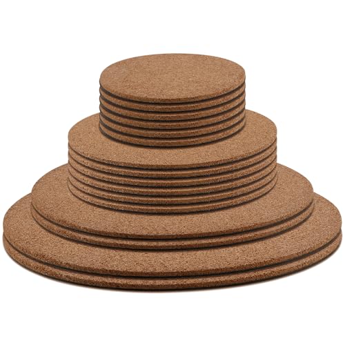 MUKLEI 16 posavasos de corcho para macetas, 4 tamaños, tapetes redondos de corcho para plantas, tapete de corcho absorbente para plantas, almohadillas de corcho para plantas de interior, bebidas,