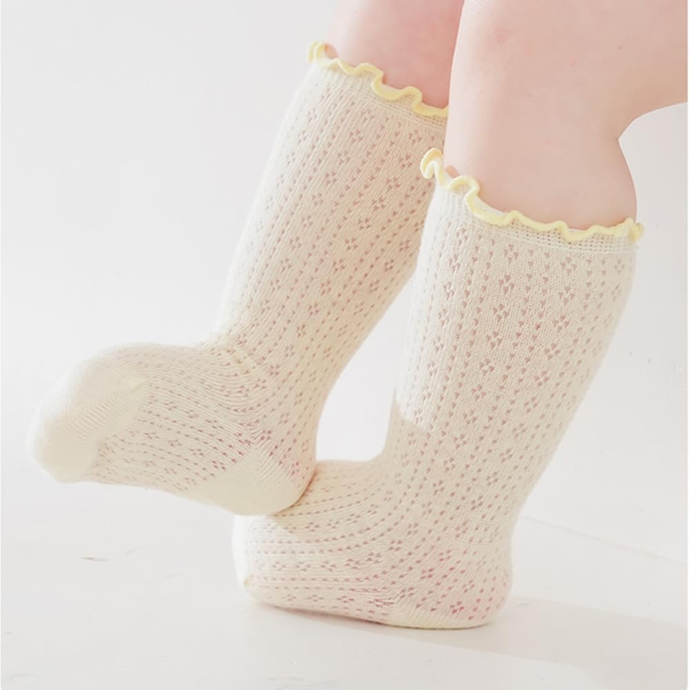 Baby-Socken für Mädchen, Baumwolle, hält warm, einfarbig, kniehohe Strümpfe für Säuglinge und Kleinkinder