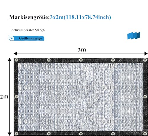 Schattennetz Auto für Hunde, 3 x 2 m, Aluminium-Netz, 85% Hitzeschutzhaube, UV-reflektierender Schutz, Sonnenschutz, Aluminium-Schattenstoffabdeckung für Outdoor-Camping, Gewächshaus, Hund, Tiere