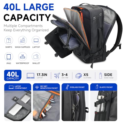 Mochila de viaje SWICKY para hombres y mujeres 40L miniatura 3