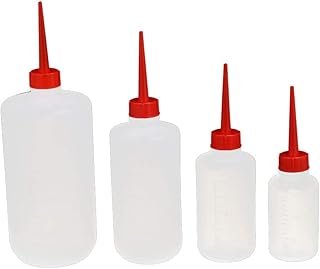 Aexit 4 in gauge 1 LDPE Plastic Red Straight Squeeze Mouth Workshop Label Oil Liquid Glue Bottle
