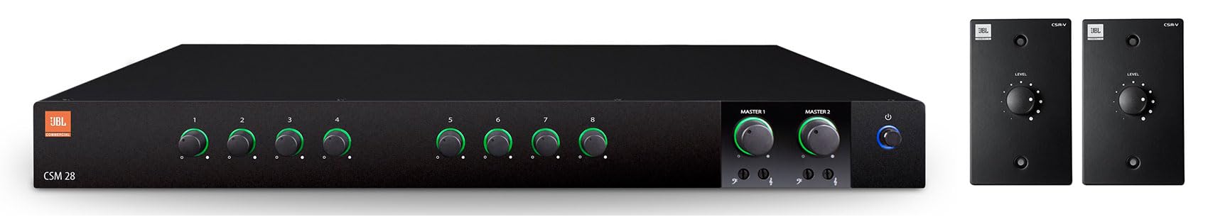 Audiosavings Bundle: (1) JBL CSM 28 Commercial Mixer/Preamp 8 Input/2 Output 4 Restaurant/Bar/Cafe Bundle with (2) JBL CSR-V Black Wall Volume Controller (3 Items)