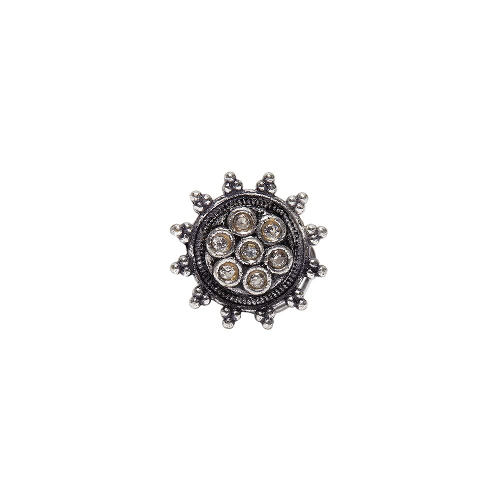 voylla Indie Collectibles Nose Pin with Oxidised Silver Plating-picture-34