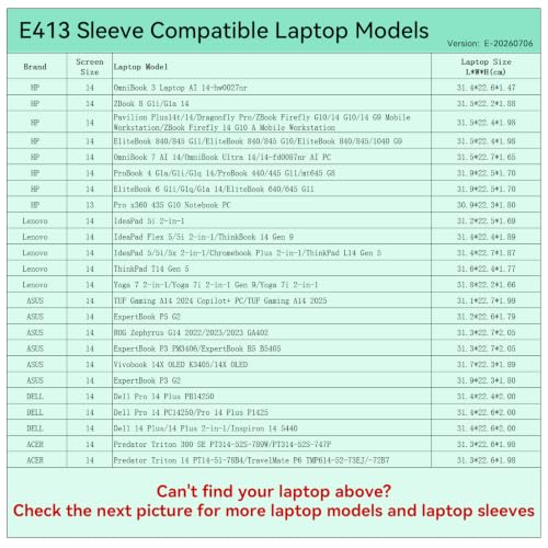 Image of Smatree Elite Laptop Sleeve for 14 inch HP EliteBook /OmniBook /ZBook Firefly, Lenovo ThinkPad /IdeaPad /Yoga, ASUS ExpertBook /TUF Gaming, DELL 14 Plus, ACER, Protective Laptop Case with Pocket(E413)