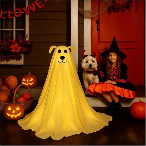 Decoración exterior de perro fantasma 3D con luces led para porche o puerta 5
