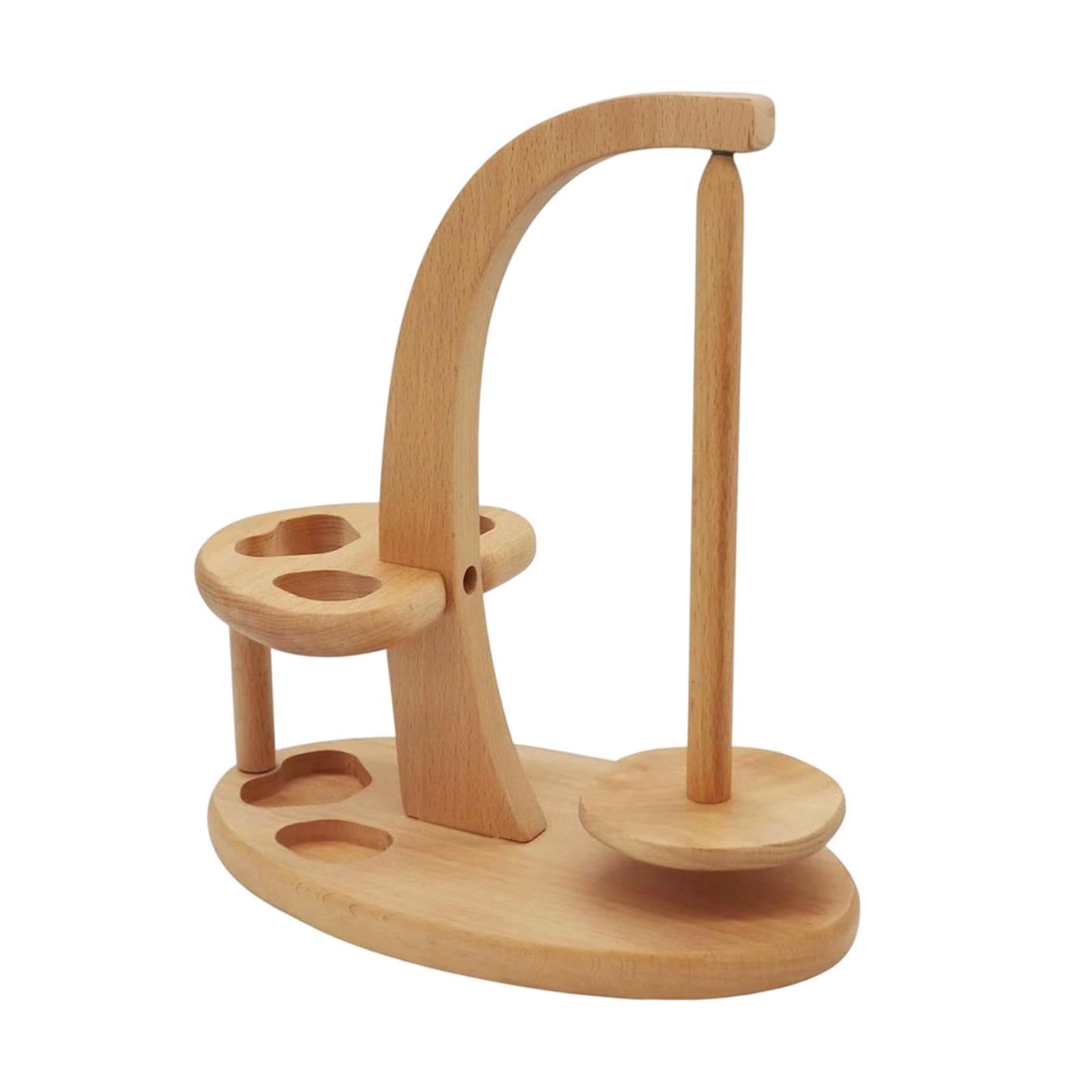 Support pour pelote de laine en bois à trois fentes et rotatif pour tricot