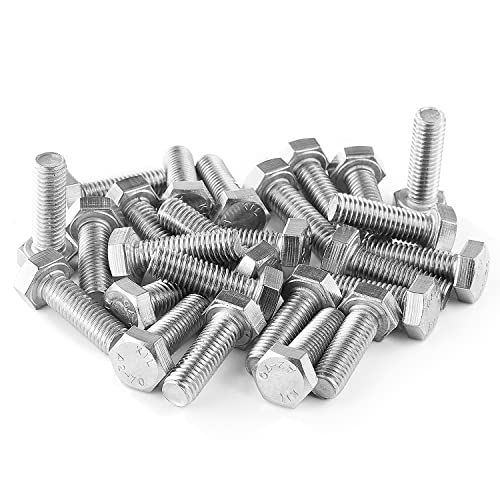 Image of M8-1.25 x 20mm Heavy Duty Hexagon Bolts Hex Head Screws, 304 Stainless Steel, Metric Machine Fully Thread, Bright Finish, Quantity 25PCS