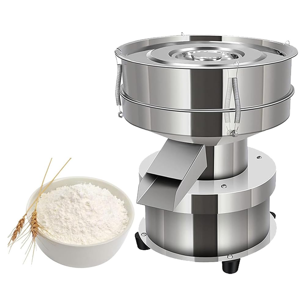 Jouystore Automatic Powder Sifter Machine, Electric Vibrating Sieving Machine,40 Mesh & 60 Mesh Flour Sifter Electric Vibrating Sieve Machine,Stainless Steel Vibrating Sieve Machine for Flours,1350r/m