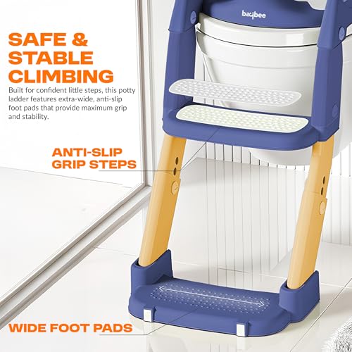 Image of Baybee Lumi 3 IN 1 Baby Potty Seat for Kids with Ladder | Foldable Western Toilet Seat with Step Stool & Adjustable Height | Portable Potty Training Seat | Toilet Chair for Kids 1 to 8 Years (Blue)