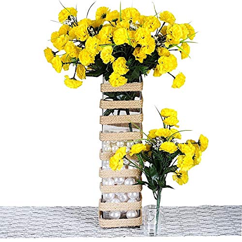 BalsaCircle 252 Yellow Mini Silk Carnations 12 Bushes Artificial