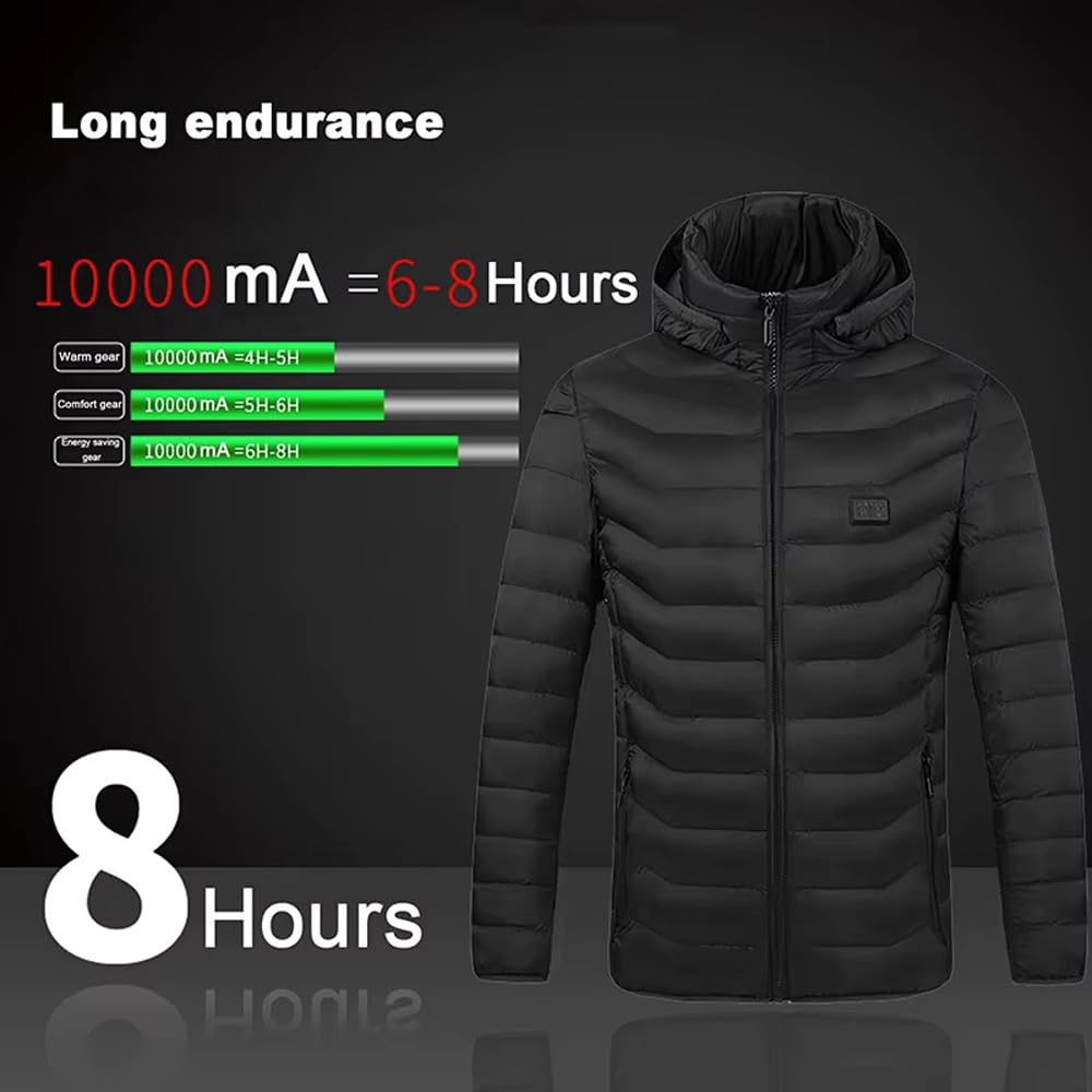 Chaqueta Térmica para Hombre Mujer Abrigo Inteligente Dual Control Capucha Desmontable Ideal para Ropa de Invierno