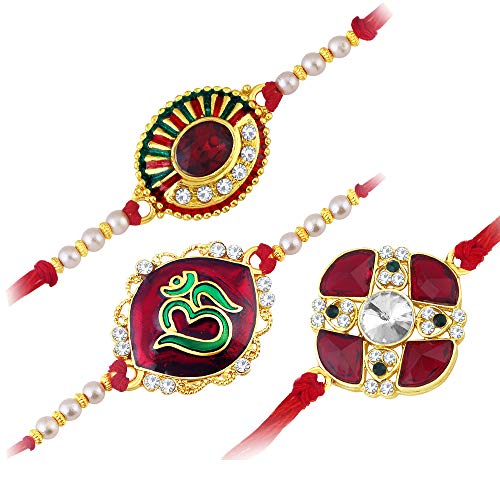 Sukkhi Rakhi Exhilarating Kundan Rakhi Combo & Designer Gold Plated Premium Rakhi for Brother, Roli Chawal & Greeting Card|Rakhi for Bhaiya|Rakhi for MEN|Kundan Rakhi|Rakhi Combo-Set of 3 |CB73454) (B07FM6YDX3) Amazon Price History, Amazon Price Tracker