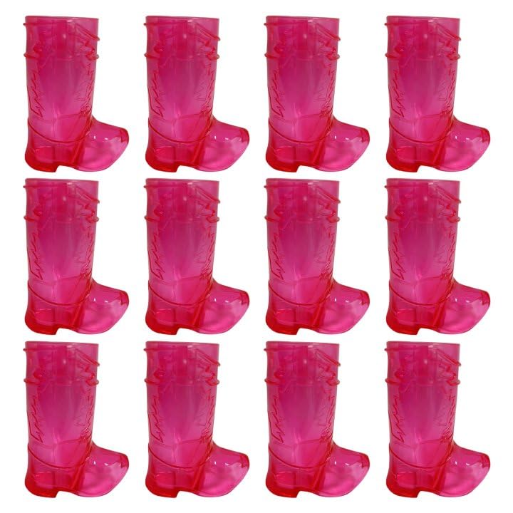12 Pcs Mini Cowboy Boot Shot Glasses 1 Oz, Plastic Western Cowboy Mini Beer Mugs, Reusable Mini Cowboy Boot Cups