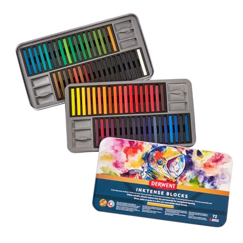 Derwent inktense blocks 72 tin, set of 72, 8mm block, soft texture,...